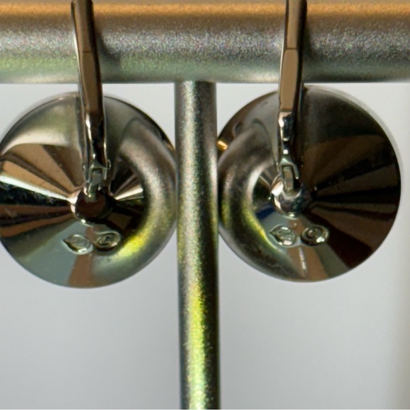 Authentic Stamped Swarovski Large Bella Violet Purple Bezel Lever Back Earrings - Picture 9 of 12